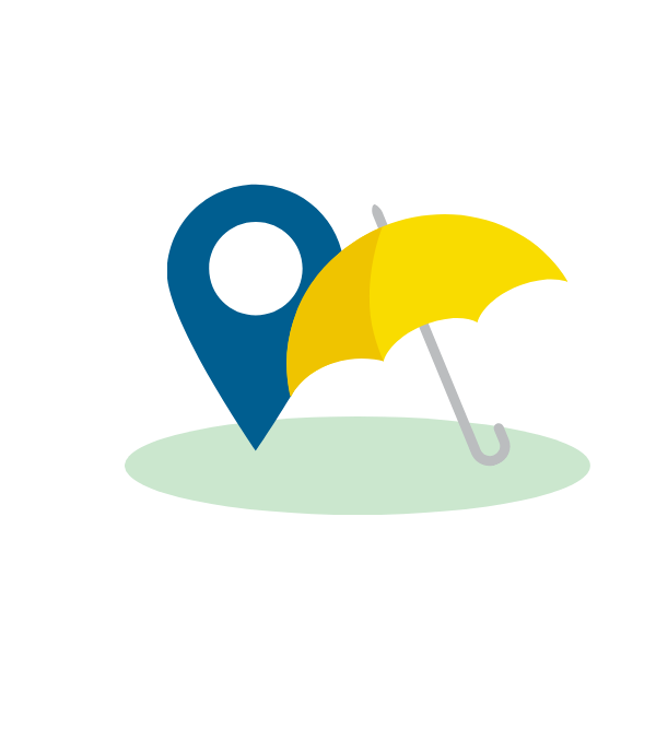 Geolocation und gelber Schirm